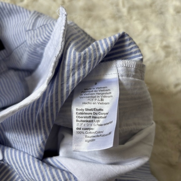 J. Crew Women's Size 2 Blue/White Striped Seersucker Paper Bag Shorts - Picture 4 of 5